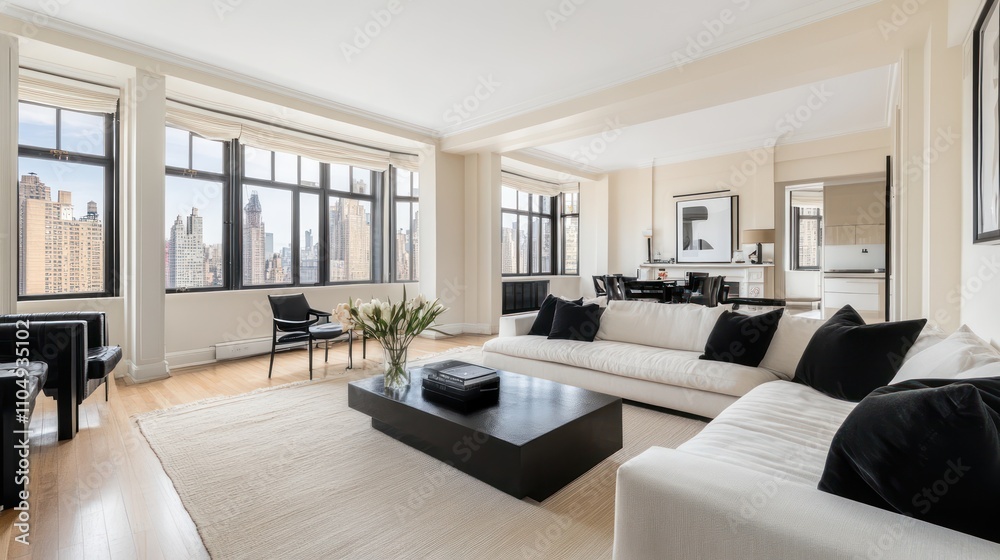 Fototapeta premium Luxury High-Rise Apartment with City Views