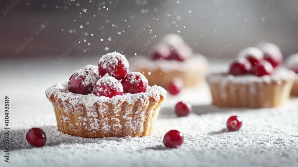 Sweet Cranberry Tarts Dusted With Powdered Sugar Sweet Cranberry Tarts Dusted With Powdered Sugar