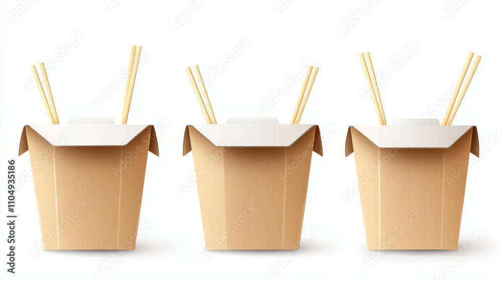 Noodle box mockups set isolated on white background. Vector realistic illustration of blank cardboard containers for takeout food, packaging for traditional asian dishes, empty takeaway lunch packs Noodle box mockups set isolated on white background. Vector realistic illustration of blank cardboard containers for takeout food, packaging for traditional asian dishes, empty takeaway lunch packs