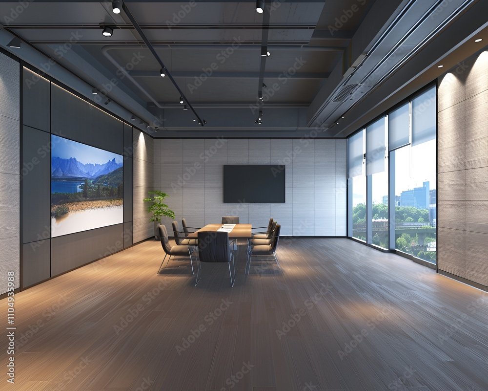 Fototapeta premium Modern Zen Interior with Soft Warm Lighting