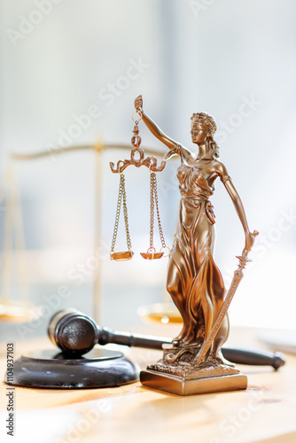 Obraz na płótnie Lady Justice statue in law on office. Law and justice concept