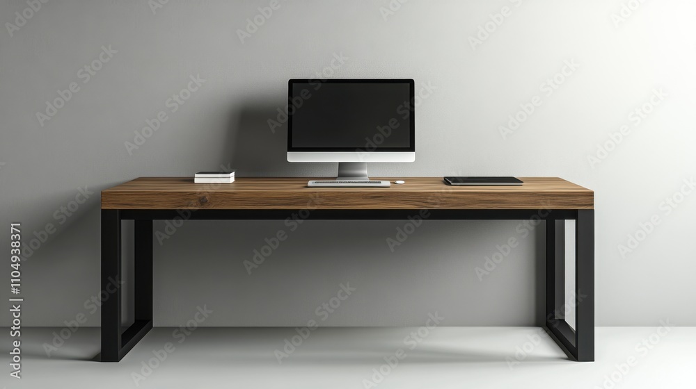 Minimalistic office desk featuring a slim laptop Minimalistic office desk featuring a slim laptop