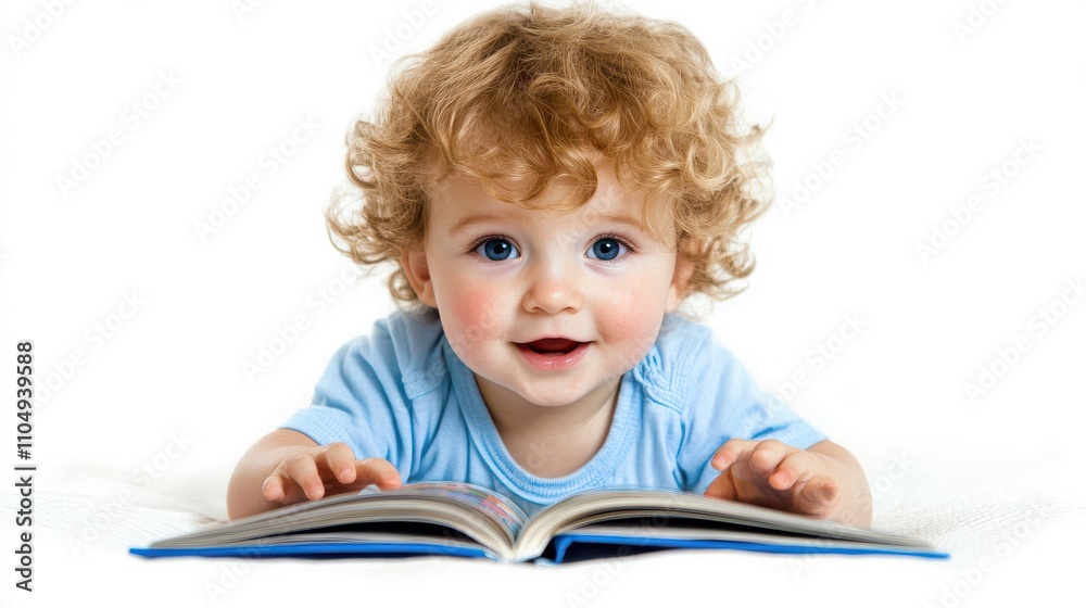 Child Reading Storybook in Serene Bedroom Setting Child Reading Storybook in Serene Bedroom Setting