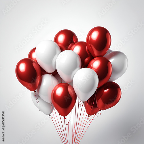 red and white balloons on white background