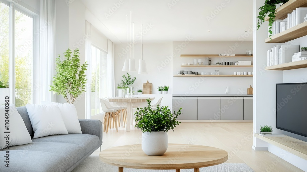 Modern spacious living dining area apartment room has Open plan Modern spacious living dining area apartment room has Open plan