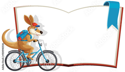 Kangaroo Cycling Adventure with Open Book