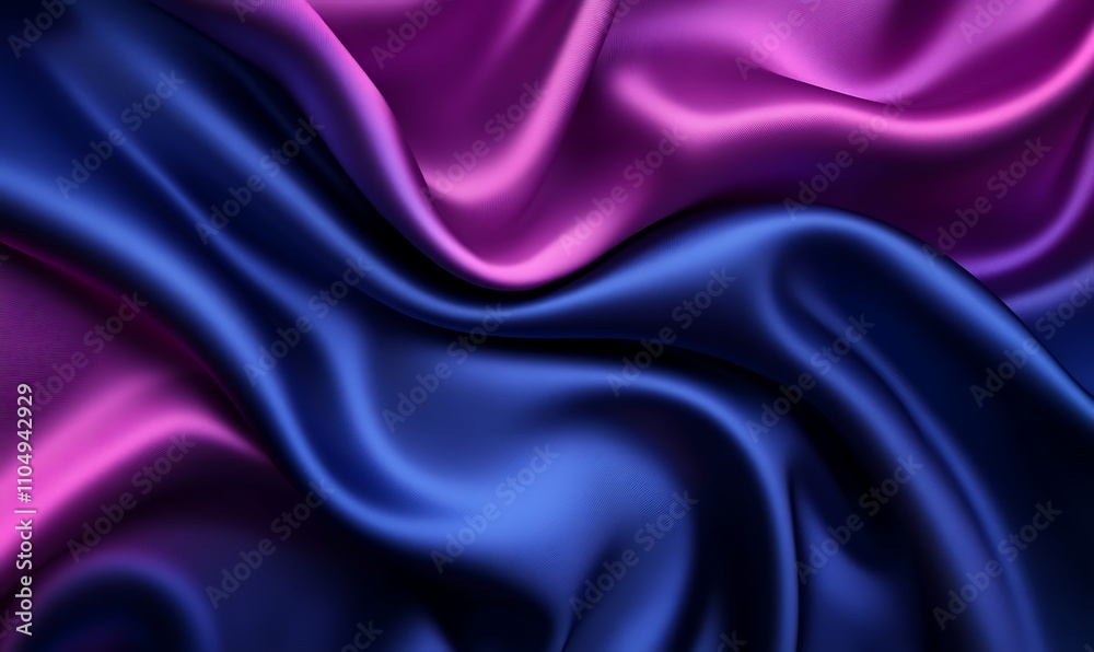 Fototapeta premium An elegant abstract background depicting flowing, smooth, and vibrant silk-like fabric in shades of pink, purple, and blue 