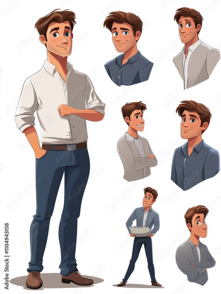 Man in everyday life. People daily routine vector cartoon businessman characters set. Work character everyday, man life and business illustration