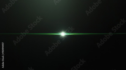 Elegant green flare crossing a black background horizontally, sleek and minimalist design with a modern aesthetic
