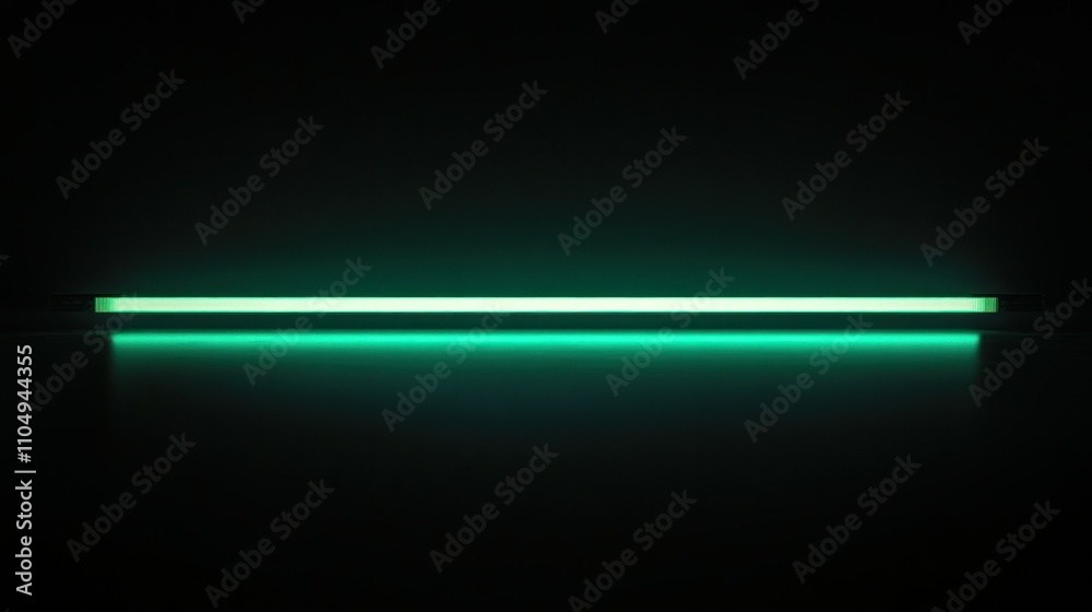Elegant green streak glowing horizontally on black background, embodying modern minimalist design