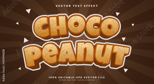 Choco Peanut 3d editable text effect Template with Donut style