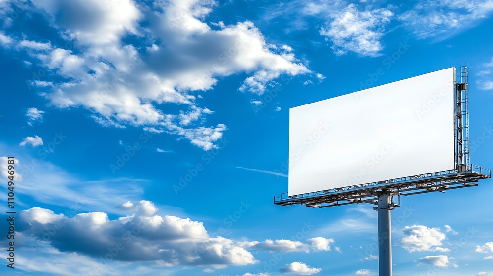 Blank billboard against a blue sky with clouds. Blank billboard against a blue sky with clouds.
