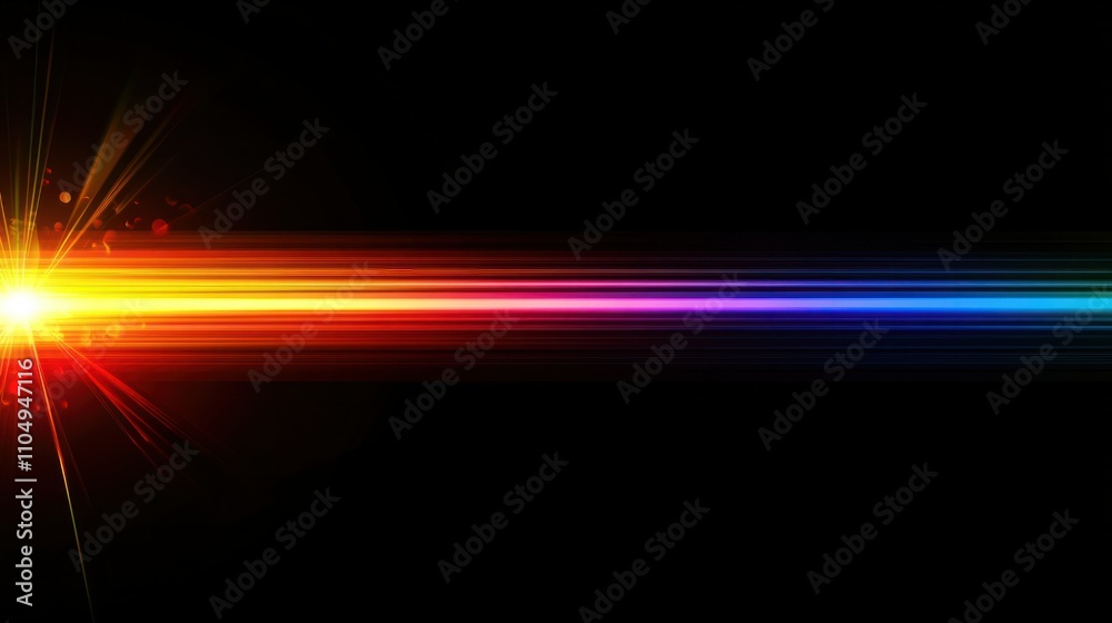 Obraz premium Elegant rainbow light beam glowing across black background, sleek minimalist design with modern appeal