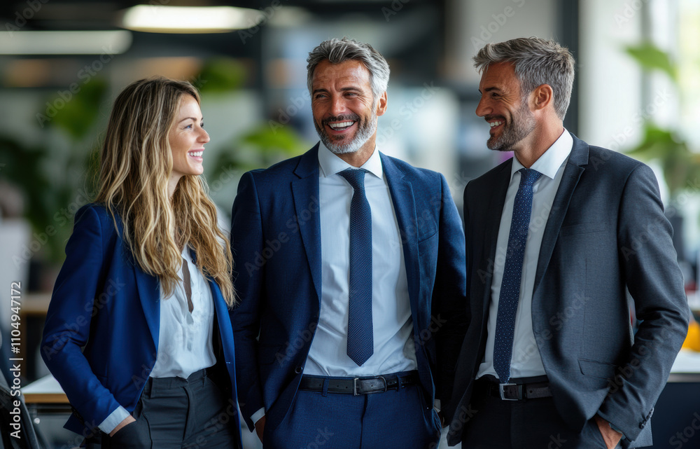 Professionals in groups of three are shown at business events, highlighting the importance of communication and teamwork in achieving business success. Professionals in groups of three are shown at business events, highlighting the importance of communication and teamwork in achieving business success.