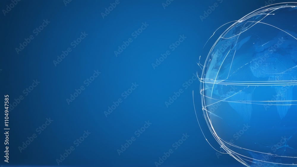 Fototapeta premium Technological Landscape: Digital Illustration of Blue Background with Globe Surrounded by Futuristic Interface Creating Network Pattern