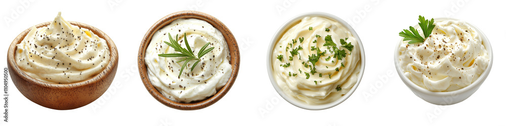Sour cream dip with spreading sauce, isolated on a white background. collection set png. Sour cream dip with spreading sauce, isolated on a white background. collection set png.