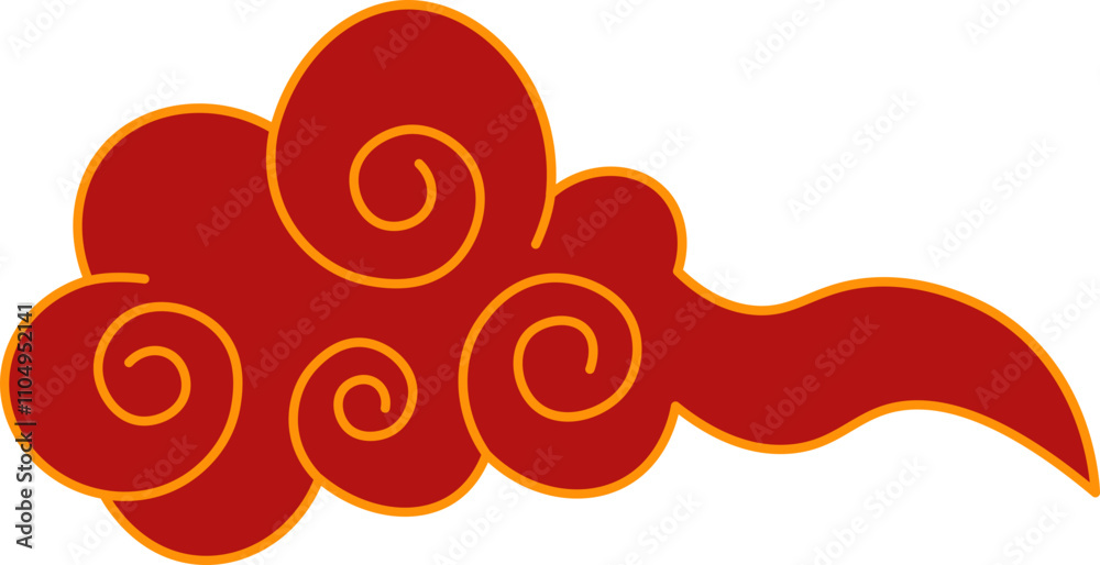 Vector illustration of red and golden asian clouds on transparent background Vector illustration of red and golden asian clouds on transparent background