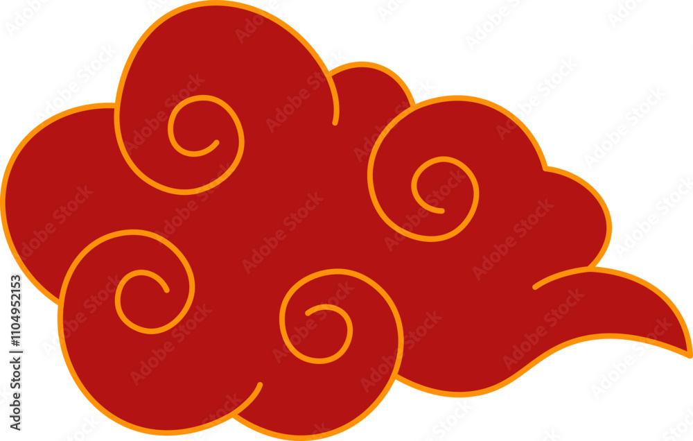 Vector illustration of red and golden asian clouds on transparent background Vector illustration of red and golden asian clouds on transparent background