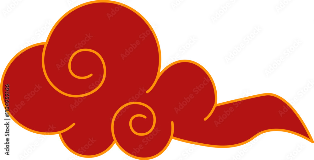 Vector illustration of red and golden asian clouds on transparent background Vector illustration of red and golden asian clouds on transparent background