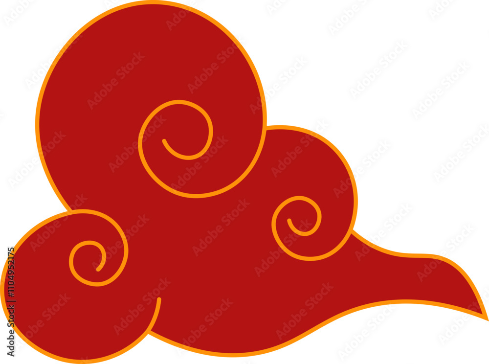 Vector illustration of red and golden asian clouds on transparent background Vector illustration of red and golden asian clouds on transparent background