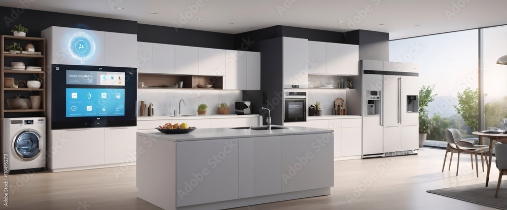 smart home filled with various connected devices and appliances AI, such as smart refrigerators, coffee makers, and ovens, all communicating with each other to simplify everyday tasks and enhance smart home filled with various connected devices and appliances AI, such as smart refrigerators, coffee makers, and ovens, all communicating with each other to simplify everyday tasks and enhance