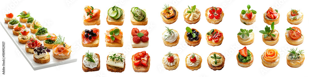 Canapes isolated on a white background. collection set png. Canapes isolated on a white background. collection set png.
