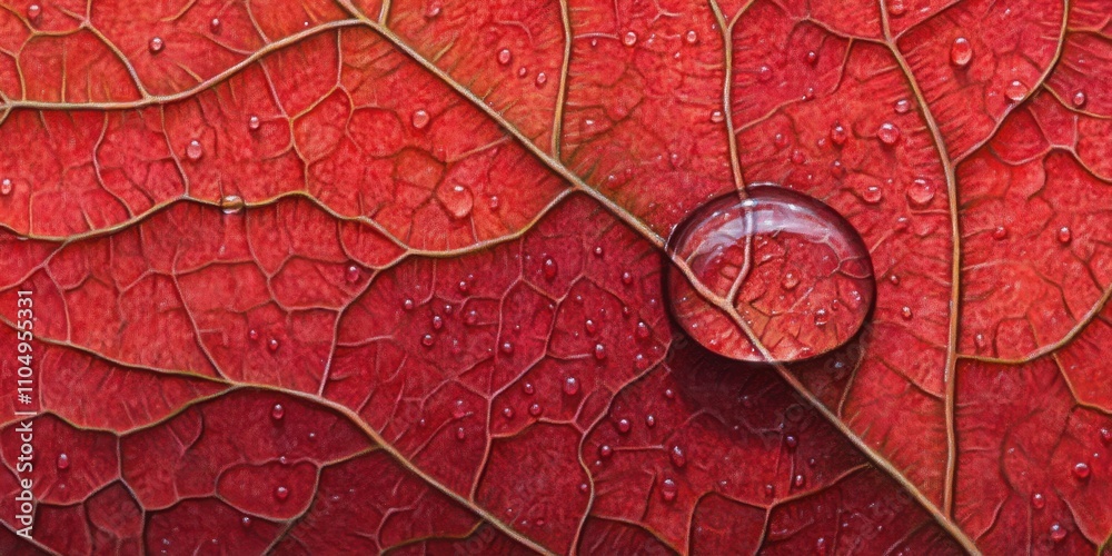 Obraz premium Beads of water glistening Serrated leaf A detailed ma