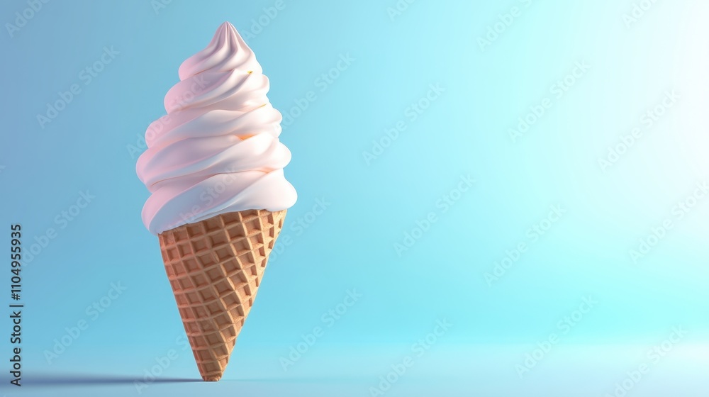 Soft Serve Ice Cream Cone Against Blue Background Soft Serve Ice Cream Cone Against Blue Background