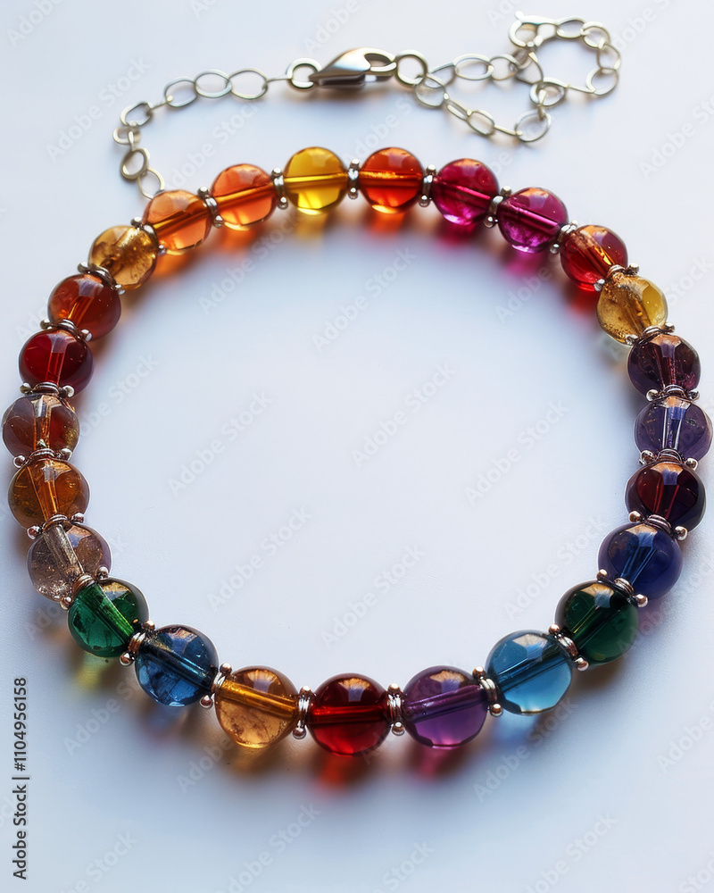 Obraz premium Colorful Beaded Necklace with Mixed Glass Ornaments