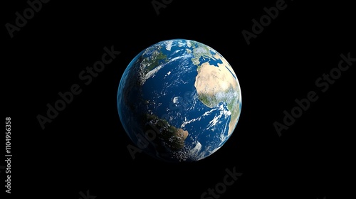 Realistic cartoon-style 3D Earth showing the Americas. Blender rendering with black background.
