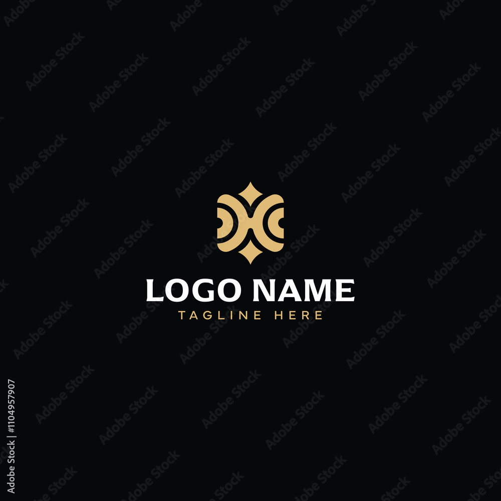 Symmetrical logo with abstract shape with elegant and bold style