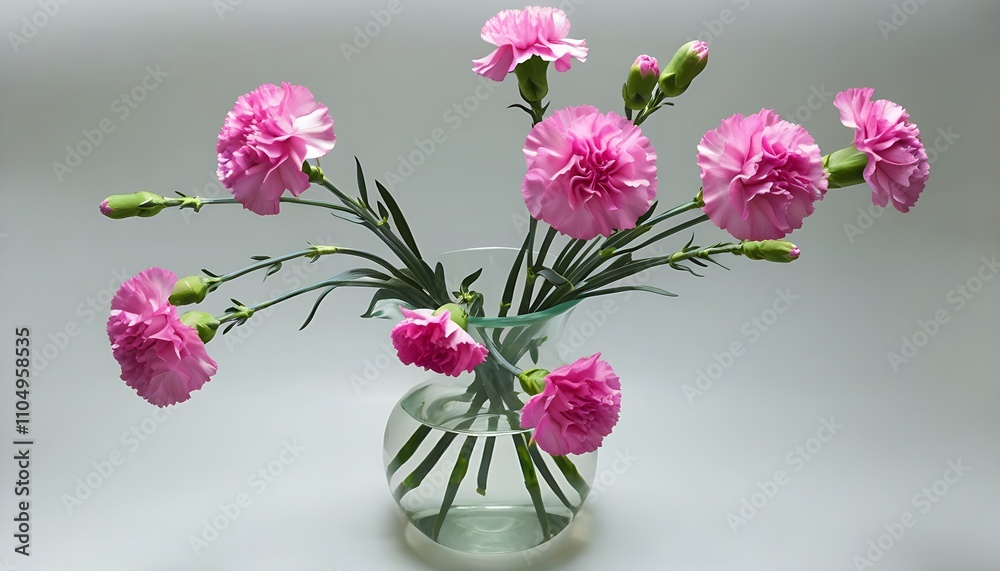 Obraz premium A beautiful bouquet of pink carnations in full bloom, showcasing elegance and natural beauty for interior decoration.