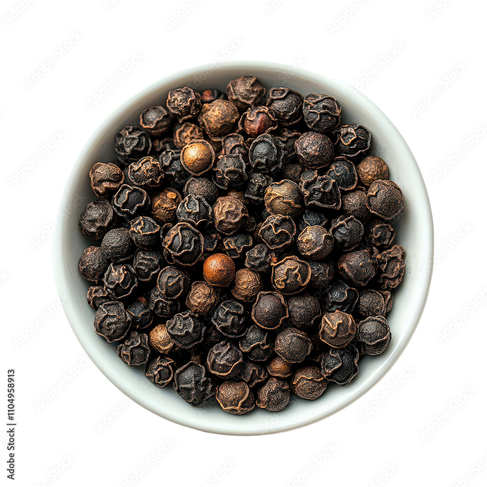 Top view of black peppercorns in a Png bowl on a clean surface, Black peppercorns in a bowl top view transparent background with transparent background Top view of black peppercorns in a Png bowl on a clean surface, Black peppercorns in a bowl top view transparent background with transparent background