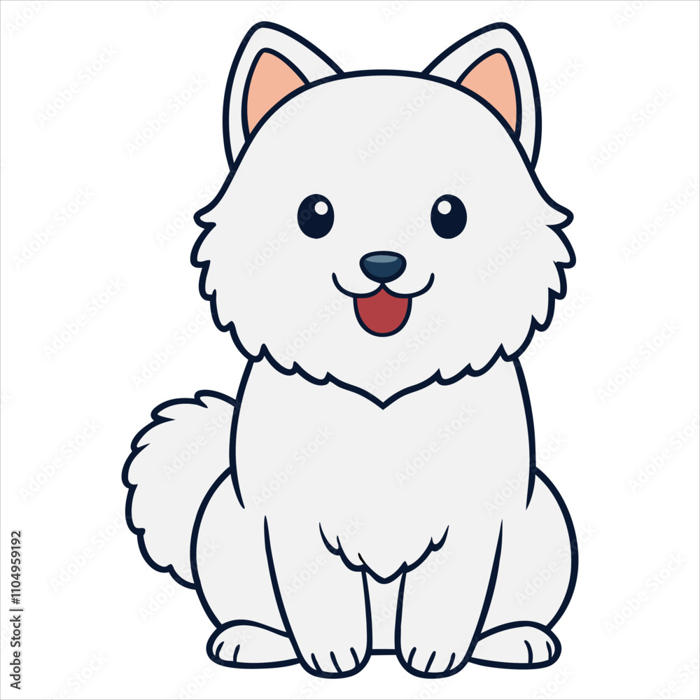 Adorable Baby Japanese Spitz Dog in Vector Art Sitting Pretty Adorable Baby Japanese Spitz Dog in Vector Art Sitting Pretty