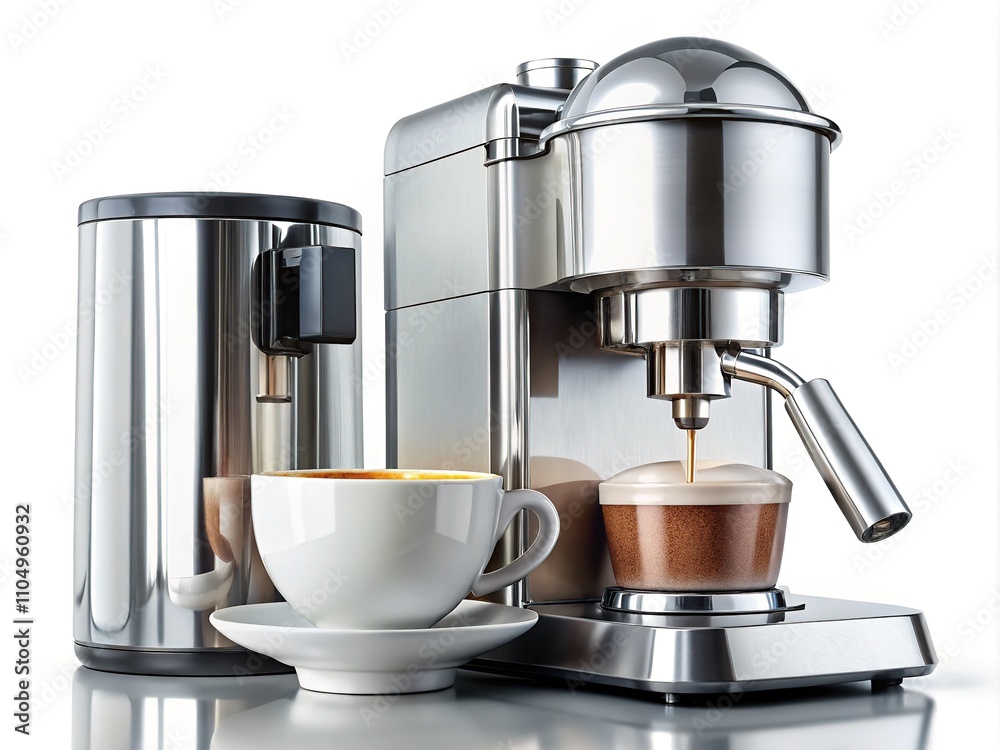 Double Exposure Coffee Maker Cappuccino 3D Render Double Exposure Coffee Maker Cappuccino 3D Render