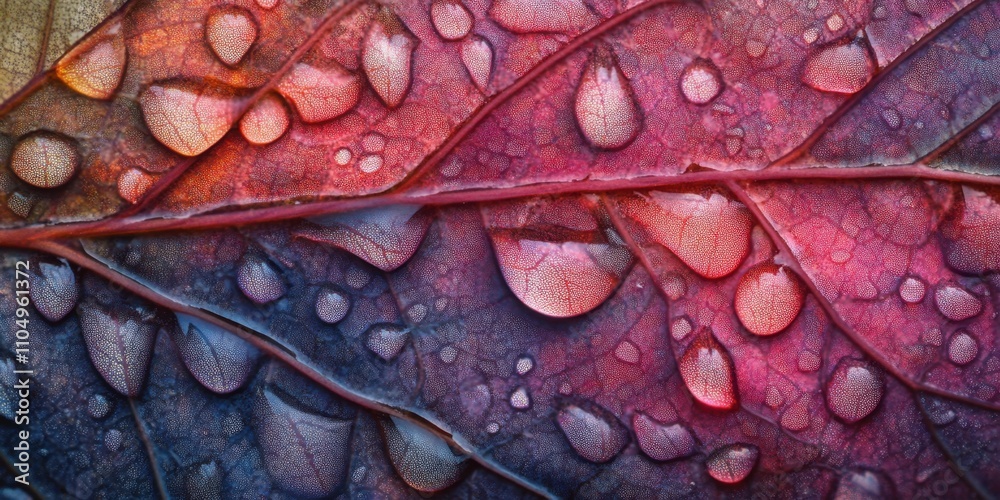 Fototapeta premium Droplets forming on the leaf Large leaf A detailed ma