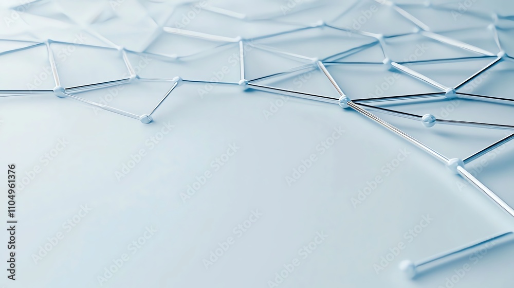 Obraz premium Abstract geometric network structure with connecting lines on a light background.
