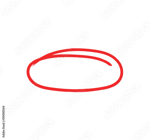 Red circle pen draw. highlight hand drawn circle isolated on white background. handwritten red circle. for marker pen, pencil, logo and text check. vector illustration