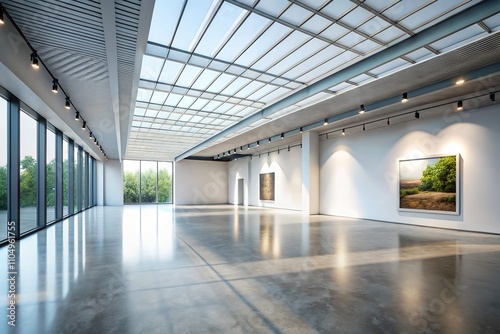 Empty Gallery Hall Minimalist AI Photo, Modern Interior