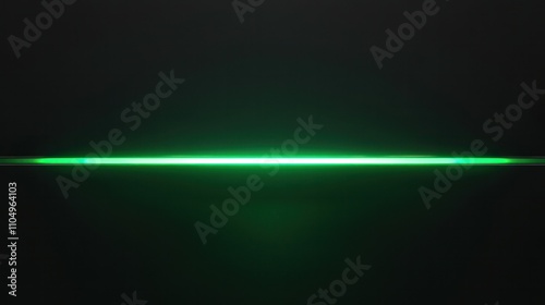 Subtle horizontal green beam glowing on black background, minimalist modern design with an elegant vibe photo
