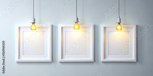 Minimalist Picture Frames Mockup Under Vintage Lamp