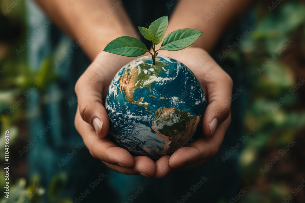 Hand of human holding green earth with tree, Safe the world concept. Hand of human holding green earth with tree, Safe the world concept.