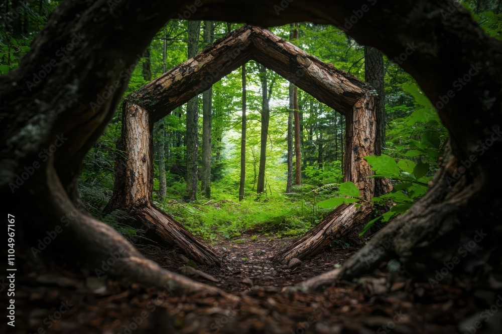 Exploring the kaleidoscopic forest window framed by gnarled trees in nature's embrace a visual journey through enchanted greenery Exploring the kaleidoscopic forest window framed by gnarled trees in nature's embrace a visual journey through enchanted greenery
