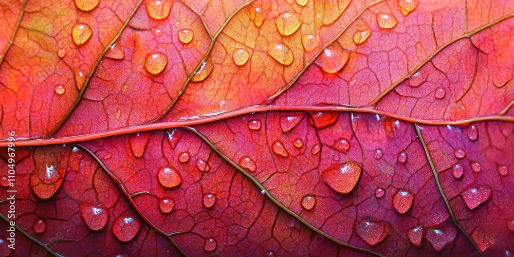 Fototapeta premium Moisture collecting on the surface Vibrant foliage le