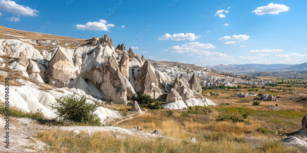 Fototapeta premium Experience the magic of turkish cappadocia hot air balloons over unique rock formations turkey travel photography aerial view adventure