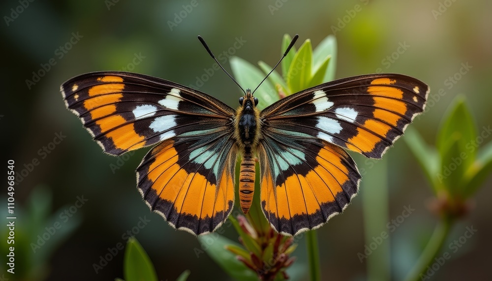A colorful butterfly on a leaf A colorful butterfly on a leaf