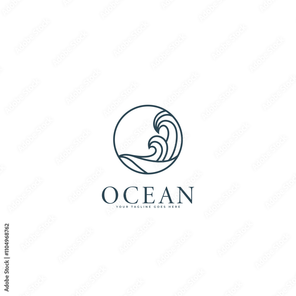 ocean wave sunset vector logo icon symbol design illustration minimalist ocean wave sunset vector logo icon symbol design illustration minimalist