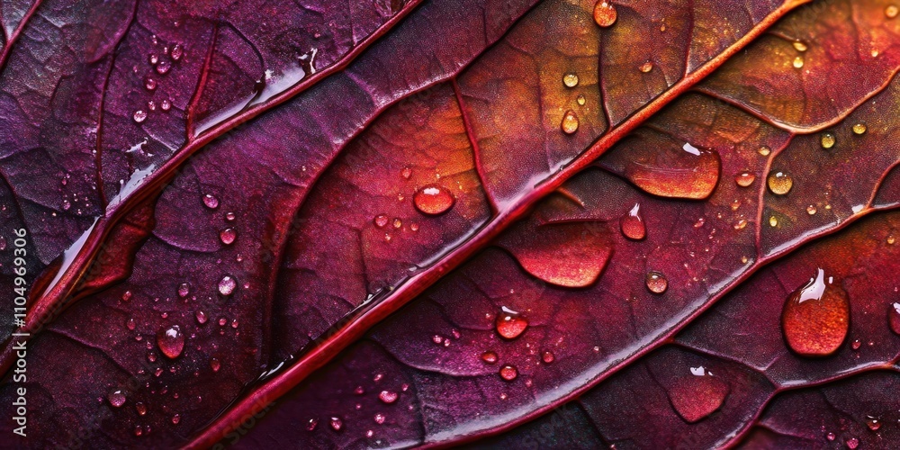 Fototapeta premium Slightly wet leaf with drops Palm leaf A detailed mac