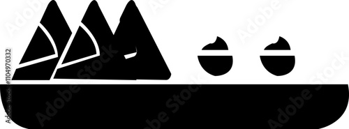 A yummy icon of hot samosa, onion, potato, tomato, oil, flam