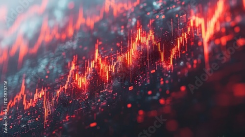 A dynamic visualization of a red and black graph, representing fluctuating data trends or market movements.